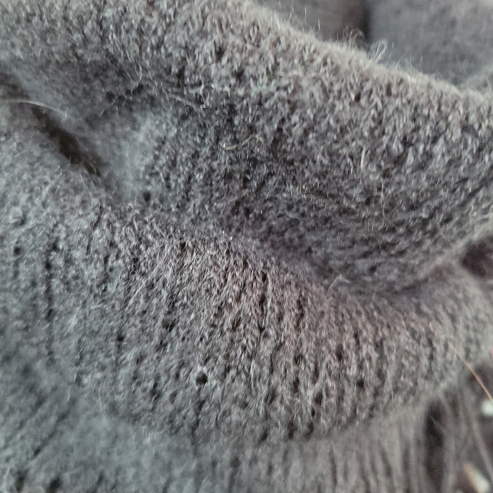 INC Woman's Infinity Solid Black Knit Scarf with Fringe - Picture 3 of 5